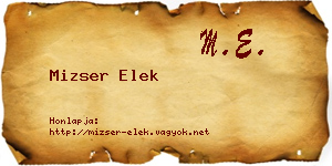Mizser Elek névjegykártya